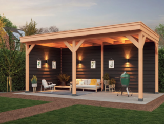 Douglas overkapping Verando, , 300*700cm met zij en achterwand